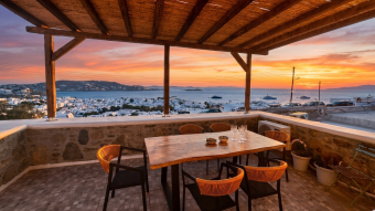 Mykonos-Kochkurs und Blick auf den Sonnenuntergang (Kreuzfahrtreisende)